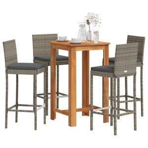 Set da Bar da Giardino di Medie Dimensioni con Coperture Rimovibili, in Legno Massello di Acacia Grigio, Arredamento da Esterno Durevole ed Elegante - Product Image 1