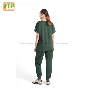 Listo para entrega Forest Green Women Hospital Scrubs Stretch Poly Spandex Jogger Design Hospital Uniformes Hechos de Vietnam - Product Image 4
