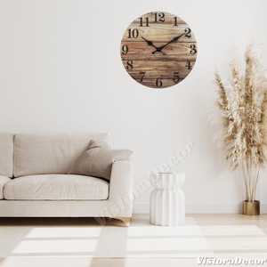 Rustic Wood Grain <b>Wall</b> <b>Clock</b> – Silent Farmhouse Decor, <b>Vintage</b> Style Living Room Art - Product Image 1
