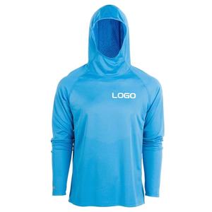 Camisa de Pesca con Capucha de Manga Larga para Hombre, Protección UPF 50 Anti-UV, Color Sólido, Secado Rápido, Ropa de Exterior, Logotipo Frontal Impreso, Estilo Pullover - Product Image 4