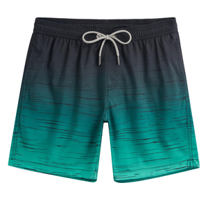 <b>Men</b>’s Green Gradient Sublimated Printed Swim Shorts Quick Dry Beach <b>Trunks</b>, Summer Surf and Pool Swimwear with Drawstring Waist - Product Image 1