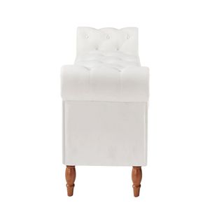 Sgabello Rettangolare in Velluto Beige Multifunzionale per Soggiorno con Vano Contenitore - Product Image 3