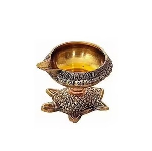 Traditional Brass Diya Antique Design Oil Lamp Spiritual Style Diwali <b>Mandir</b> Home Decor - Product Image 2