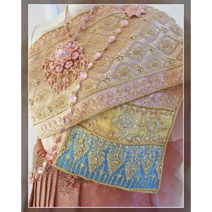 Royal Heritage Sabai Pastel Floral Chiffon Silk Fabric Women's Shawl India-Pakistan Elegant Patterned Design - Product Image 3