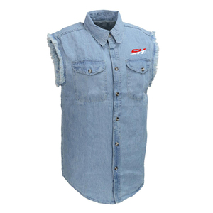 Chaleco vaquero premium sin mangas para hombre, de tela gruesa, estilo motero, cómodo para montar en moto y uso diario informal. - Product Image 1