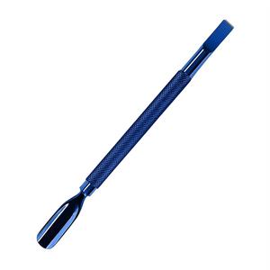 Pousse-cuticules double embout en acier inoxydable, réutilisable, manucure, double tête, manche bleu, soin professionnel des ongles - Product Image 1