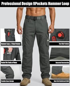 Men's Polyester <b>Work</b> <b>Pants</b> Abrasion Resistant <b>Cargo</b> Trousers with Tool Pockets Gray - Product Image 5