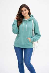 Sudadera con capucha de modal transpirable de manga larga para mujer, corte regular, con logo frontal, ecológica, de largo hasta la cadera, con cremallera completa - Product Image 2