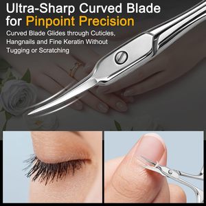 Tijeras para Cutículas Profesionales de Acero Inoxidable, Tijeras para Cutículas Extra Finas y Curvadas, Tijeras para Manicura y Pedicura para Mujeres - Product Image 6