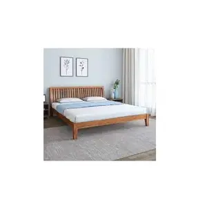 Cama de casal king size para decoração de casa, cama de madeira com polimento natural para sala de estar, design mais recente
