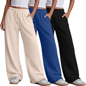 Pantalon de survêtement ample pour femme avec logo personnalisé, en molleton 100% coton épais, décontracté, coupe large, taille haute, style jogger - Product Image 4