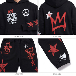 Ensemble de survêtement épais personnalisé pour homme, style streetwear, avec sweat à capuche à épaules tombantes et pantalon de jogging en molleton bouclette, couleur unie, pour l'hiver - Product Image 6