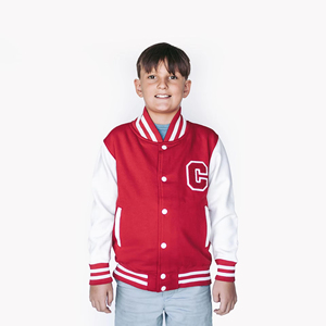 Custom kid's Wool Letterman Real Leather Varsity <b>Jacket</b> Black with Red Color Embroidery Logos Patches and Labels <b>jacket</b> for kids - Product Image 2