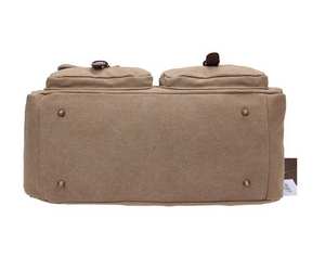 กระเป๋าเดินทางผ้าแคนวาสวินเทจ แต่งหนัง กระเป๋าใส่ของอเนกประสงค์ สีกากี - Product Image 5