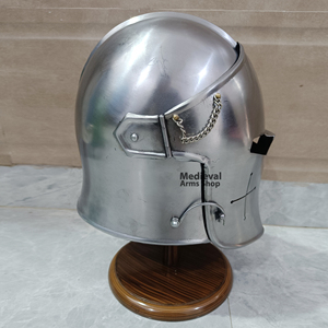 Casque Batbuta médiéval fait main en acier doux, armure de tête intégrale, visière réglable, casque de guerrier pour reconstitution historique - Product Image 2