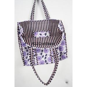 Bolso de Mano Acolchado a Rayas de Algodón 100% Puro, Hecho a Mano y Personalizable, para la Playa, para Mujer, Grande, Ecológico, Estilo Boho, para Compras - Product Image 5