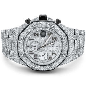 Montre en acier inoxydable avec quartz moissanite personnalisé VVS Shine Iced Out, cadran en verre effet diamant, édition limitée de luxe pour hommes - Product Image 3