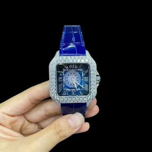Reloj de Lujo para Hombre con Diamantes, Caja Cuadrada, Analógico de Cuarzo, Números Romanos, Movimiento ETA, Resistente al Agua 10m, para Fiestas y Bodas - Product Image 1