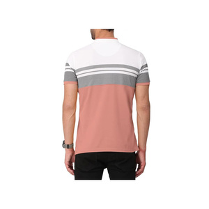Polo de Manga Corta para Hombre con Bloques de Color y Patrón a Rayas, Corte Regular, Casual, Verde, Blanco, Gris, Tejido, Cuello Redondo - Product Image 2