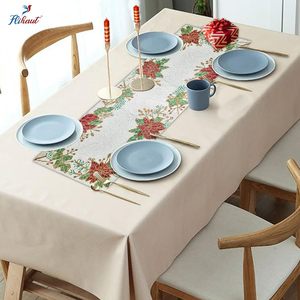 Chemin de table brodé de Noël, tissu rectangulaire, tapis et sous-plats antidérapants - Product Image 5