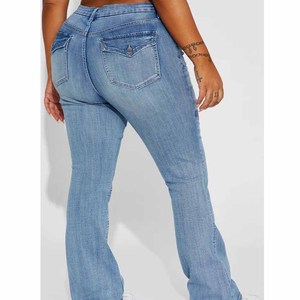 Hot Selling Simple Comfort Stretch Skinny <b>Boot</b> Cut <b>Vintage</b> Summer Women's High Rise Distressed Washed Denim Jeans - Product Image 5
