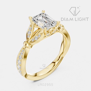 Bague de fiançailles en or blanc 14 carats avec diamant de laboratoire taille émeraude 1,30 carat, certifié IGI, couleur F+, clarté VS+, bague de promesse de mariage - Product Image 6
