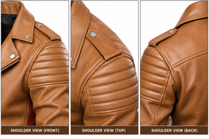 Veste en cuir PU marron pour homme, coupe ajustée, fermeture éclair, col rabattu, manches classiques, style automne - Product Image 4