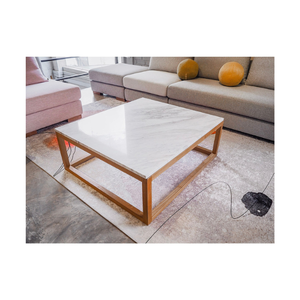 Customized <b>White</b> Marble Solid Teak Wood Square <b>Coffee</b> <b>Table</b> Minimalist Luxury Living Room Furniture for Modern Home Decor - Product Image 3