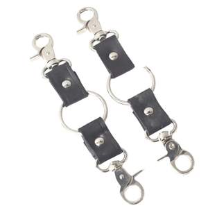 Esposas de cuero de doble uso con clips giratorios y herrajes resistentes - Product Image 1