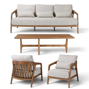 Luxury Outdoor Solid Teak Wood Living Room <b>Sofa</b> Set Contemporary Nordic Minimalist Patio Lounge Furniture Set with Coffee <b>Table</b> - Product Image 1