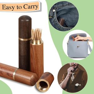Estuche portátil de madera para 10 palillos de dientes, dispensador de palillos de dientes de bolsillo ideal para viajes - Product Image 4
