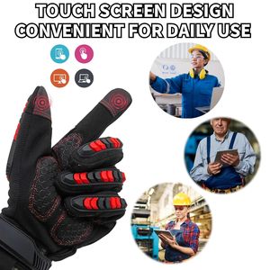 Guantes Mecánicos de Cuero Sintético Resistentes, Protección Contra Impactos, Alta Destreza, Reducción de Vibraciones, Pantalla Táctil - Product Image 4