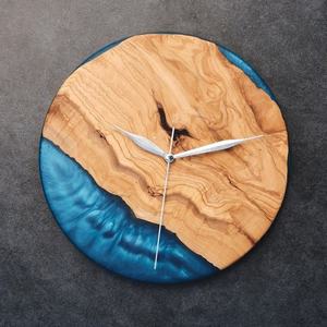 Home <b>Decorative</b> Handmade Blue Epoxy Resin Wooden <b>Wall</b> <b>Clock</b> Custom Made <b>Wall</b> <b>Clock</b> for Interior <b>Decoration</b> - Product Image 1