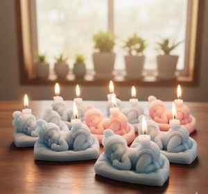 Vela de soja perfumada de lujo para baby shower, con diseño de ángel y etiqueta personalizada, ideal como regalo de cumpleaños, venta al por mayor. - Product Image 3