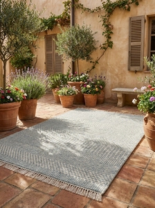 Gray Beige Handwoven Area <b>Rug</b> Braided Low Pile Weave Rectangle Carpet with Fringe for Living Room Bedroom Bathroom - Product Image 3