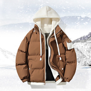 Brown Color New Men's Puffer Jacket <b>Waterproof</b> Thicken Thermal Winter Bubble <b>Coats</b> Slim Fit Windproof Ski <b>Parka</b> Jacket with Hood - Product Image 3