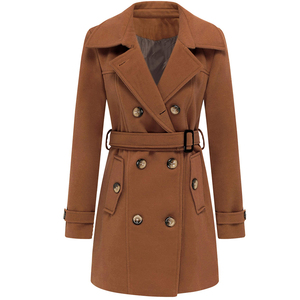 <b>Women</b> Long <b>Coat</b> Elegant <b>Belted</b> Trench <b>Coat</b> with Functional Pockets for Stylish Layering and Everyday Cold Weather Comfort - Product Image 1
