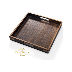 Plateau de service carré en bois poli Vietchoice avec poignée, durable, écologique, compatible lave-vaisselle, qualité alimentaire, non destiné à la vente en gros, Phoebe - Product Image 3