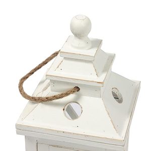 Farol de Madera Blanco Vintage, Portavelas Decorativo, Farol Rústico para Decoración del Hogar, Centro de Mesa para Bodas - Product Image 2