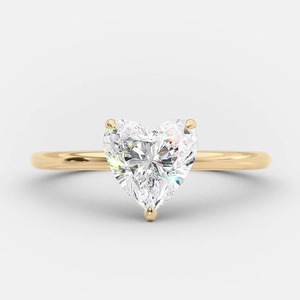 Bague de fiançailles solitaire en or jaune avec diamant de laboratoire taille cœur - Product Image 1