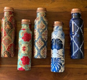 Customized Multi Printed <b>Copper</b> Water <b>Bottle</b> Handmade Decorative Metal <b>Drinking</b> <b>Bottle</b> with Lid Portable for Gym Gifting Hiking - Product Image 1