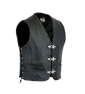 Chaleco de Motociclista de Cuero y Mezclilla Reversible Transpirable para Hombre, Color Negro, Tallas de la S a la 3XL - Product Image 1