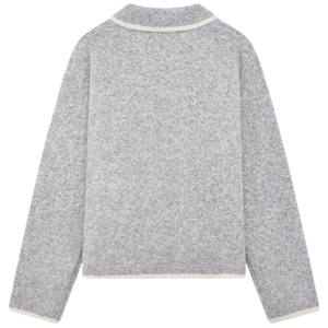 Suéter de Punto para Hombre, Color Gris, Manga Larga, Cuello con Botones, Textura Suave, Estilo Casual para Invierno, Mezcla de Algodón - Product Image 2