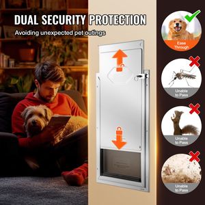 Porta per Animali Domestici in Stile Francese Facile da Installare, 33,7 cm x 50,9 cm, con Telaio in Alluminio e Sistema di Chiusura a Scatto, Resistente alle Intemperie - Product Image 6