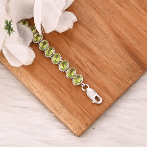 Premium Natural Green Peridot Bracelet in 925 Sterling Silver Handmade Luxury Jewelry Women & <b>Men</b> - Product Image 3