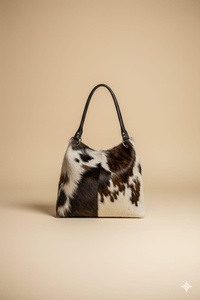 Sac fourre-tout en cuir véritable à poils, abordable et portable, pour femme, design personnalisé, avec fermeture éclair, très demandé, anti-rétrécissement - Product Image 3