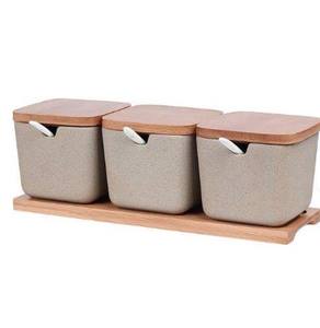 Juego de Recipientes Metálicos Blancos con Acabado Natural para la Cocina, Juego de 3 Recipientes con Tapas para Azúcar y Harina - Product Image 4