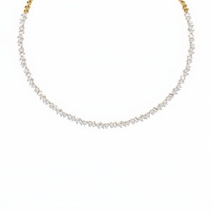 Elegante Tennis-Halskette mit gemischten Schliffarten aus Labor- und Naturdiamanten, 9KT, 10KT, 14KT, 18KT Sterlingsilber, Schmuckgeschenk für Damen - Product Image 4