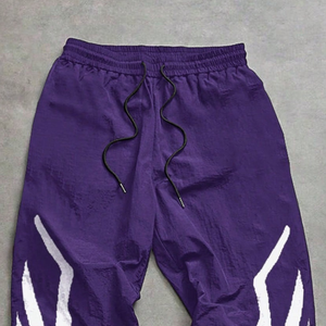 Wholesale Custom Streetwear Cargo <b>Pants</b> Casual Loose Fit Purple <b>Nylon</b> Windbreaker <b>Track</b> <b>Pants</b> with Graphic Print Joggers - Product Image 2
