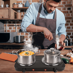 Piastra Elettrica Portatile a Doppio Bruciatore in Acciaio Inox 2000W Riscaldamento Rapido 5 Livelli di Temperatura per Uso Domestico - Product Image 5